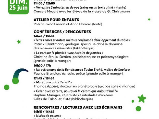 Programme 2017 des Rendez-Vous du Bois Chevalier