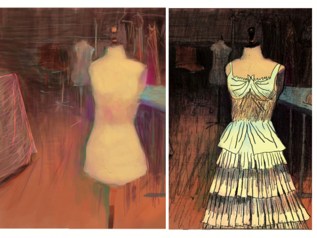 illustration pour la fabrique de la Traviata à l’opéra bastille (costume)